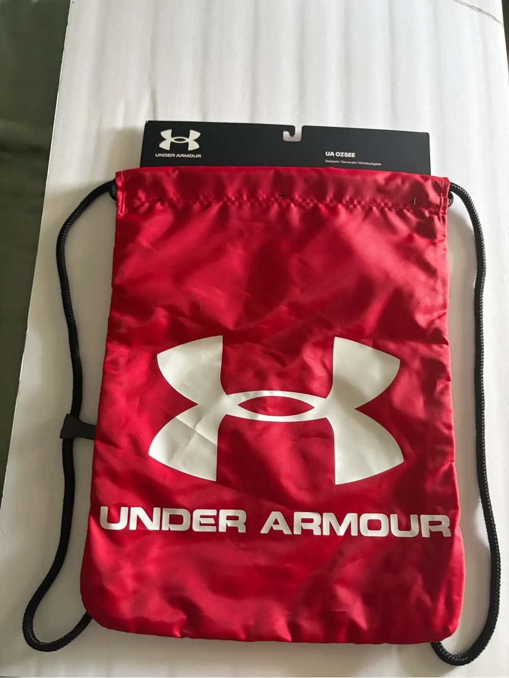 New Under Armour Red Drawstring Backpack with White Logo